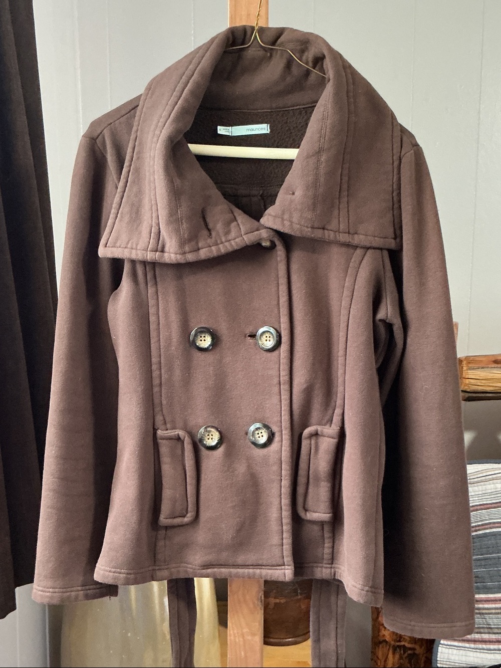 Maurices Chocolate Brown Double-Breasted Peacoat
